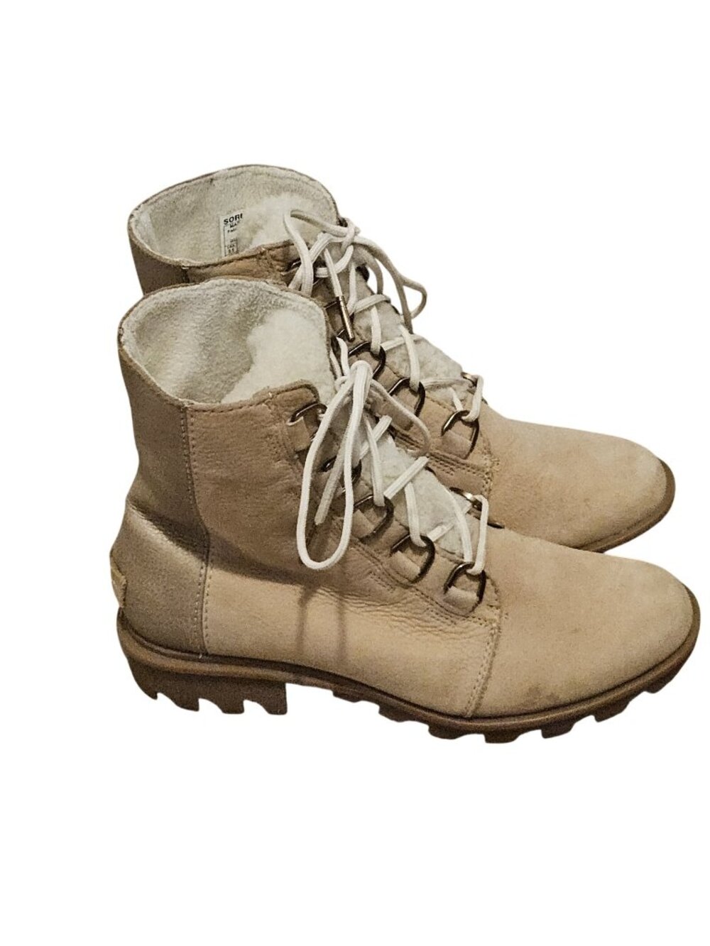 Sorel Phoenix Short Lace Lux Natural Tan Leather Winter Womens Boots 8.5
